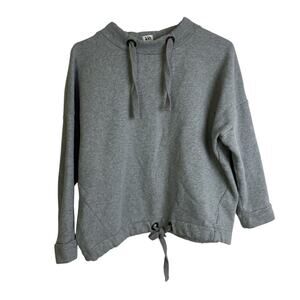 Kin by John Lewis Sweatshirt Gray Womens Small Pullover Crop Drawstring Tie